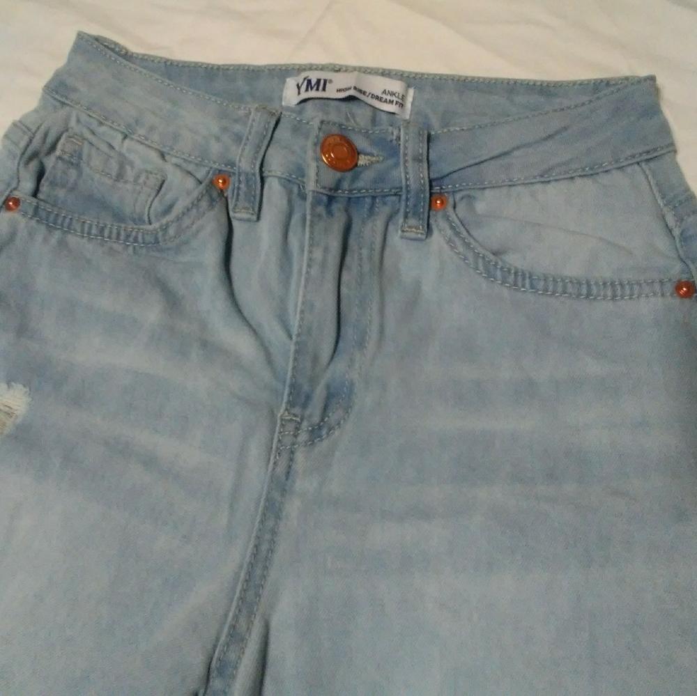 YMI Distressed Raw Hem High Rise Dream Fit Ankle - Picture 4 of 13